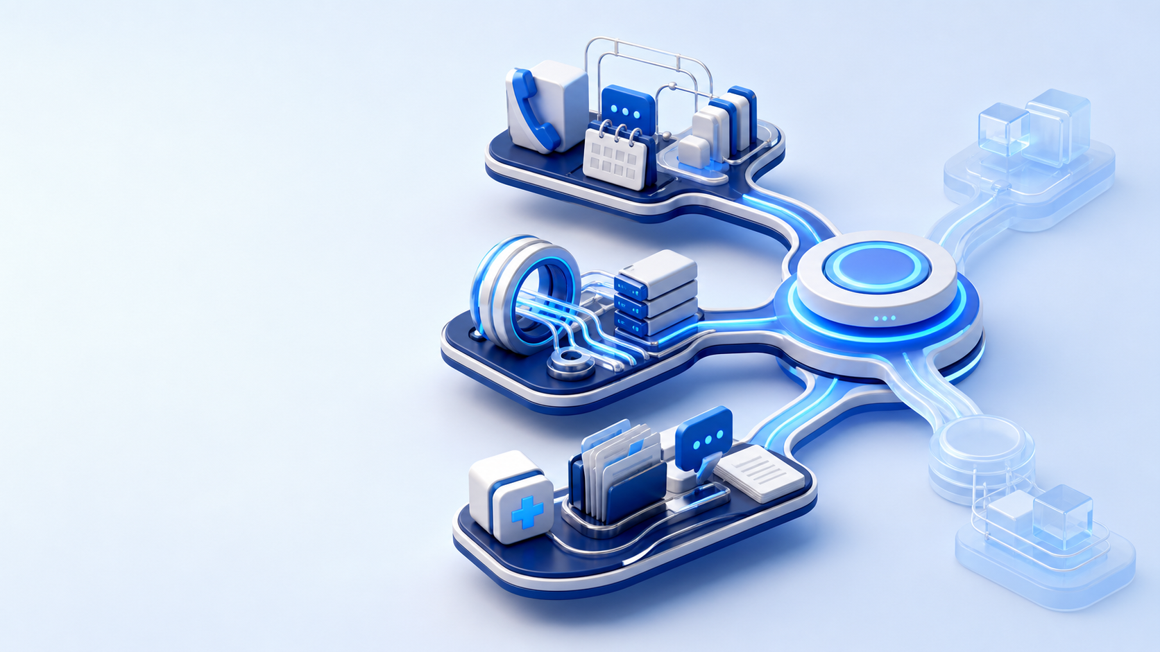 CallsInQ product paths branching from one communications operating layer